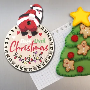 Calendario de cuenta atrás de navidad de madera imán de nevera, decoración festiva.