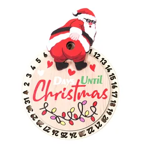 Imán de nevera de cuenta regresiva de Navidad de madera con divertido diseño de Papá Noel.