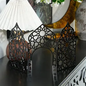 Ornement de bureau architectural creux noir de style oriental, décoration de fête.