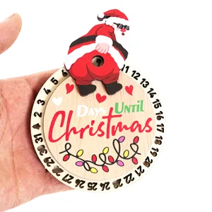 Calendario de cuenta atrás de madera de Navidad, imán de nevera divertido adorno navideño.