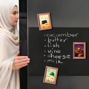Middle Eastern style architectural fridge magnets, wooden photo frame magnetic decor for home.