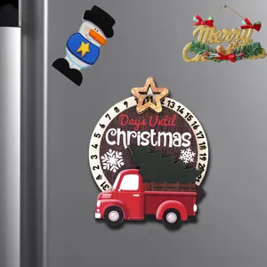 Imán de nevera cuenta atrás de Navidad calendario de madera decoración del hogar accesorio