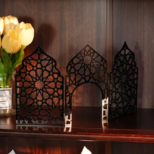 Belle décoration de bureau architecturale creuse islamique Ramadan Eid Mubarak en métal fin