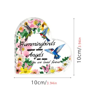Acryl hart plaquette met kolibrie ontwerp, perfect romantisch geschenk en decoratie.