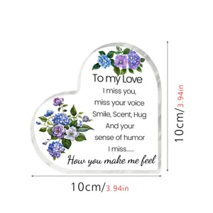 Detailweergave hart acryl plaquette, bloemenprint, romantisch cadeau, maat 10cm