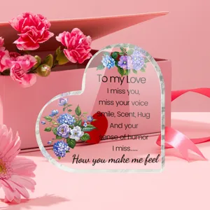 Romantische acryl hart plaquette kristal bureau ornament liefde cadeau voor partner