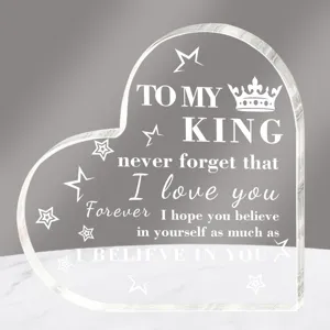 Transparant acryl hart plaquette detail, romantische cadeaudecoratie, liefdescitaat