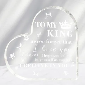 Transparant acryl hart plaquette cadeau met romantische gegraveerde tekst mooi