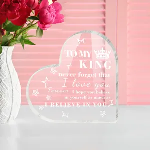 Acryl hart plaquette transparant geschenkvalentijn tafeldecoratie kristal display standaard