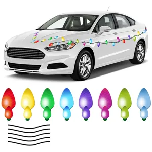 Autocollants réfléchissants magnétiques de Noël pour voiture, décoration colorée.