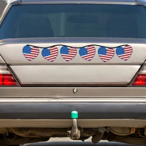 Autocollant de voiture réfléchissant magnétique coeur fête nationale américaine déco.