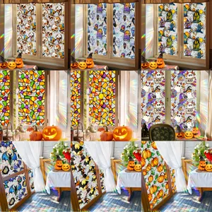Halloween Window Stickers Static Cling Pumpkin Tombstone Bat Castle Glass Decals Holiday Party Home Decor