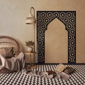 Middle Eastern style mihrab wall sticker, black geometric acrylic wall decor for home interior.