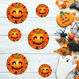 Halloween pumpkin stickers set, waterproof wall and floor decals for holiday party decoration.