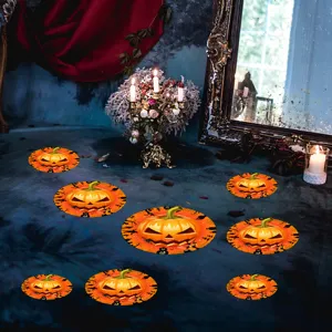 Halloween pumpkin round floor wall stickers, spooky festival party home decor decals.