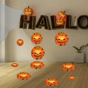 Halloween pumpkin wall stickers and floor decals for spooky holiday home party decoration scene detail.