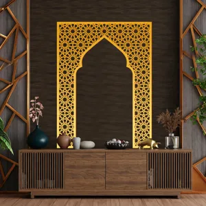 Golden acrylic Middle Eastern style niche wall sticker scene detail, elegant home decor.