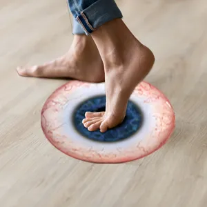 Halloween spooky eyeball floor sticker detail view, realistic scary holiday decoration vinyl decal.