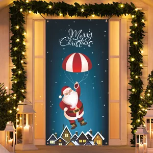 Weihnachts Türbanner Hängende Dekoration mit Weihnachtsmann Schneelandhaus Motiv