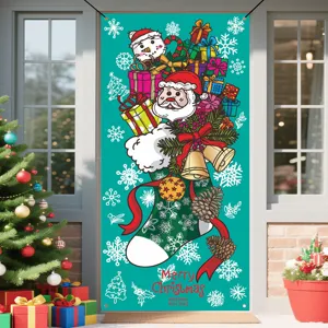 Weihnachtstür Banner hängende Dekoration mit Weihnachtsmann Schneemann Geschenken für Party