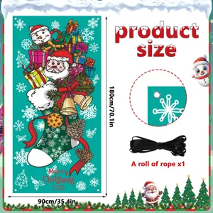 Weihnachtstür Banner 180x90cm Weihnachtsmann Schneemann Hängende Dekoration für Party Fest
