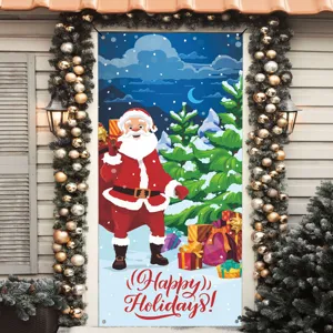 Weihnachtstür Banner mit Weihnachtsmann und Baum Design, festliche Feiertagsdeko.
