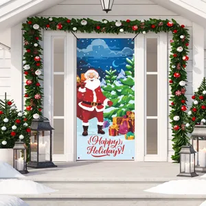 Weihnachten Türbanner Hängedekoration mit Weihnachtsmann Schneelandschaft für Veranda