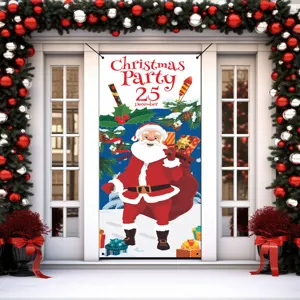 Weihnachtsfeier Türbanner hängende Dekoration mit Weihnachtsmann festliche Szene Designdetails