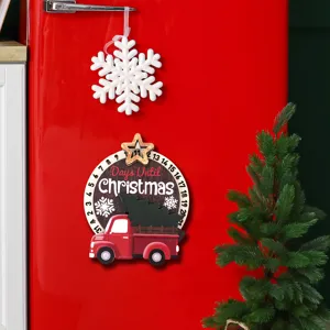 Bonito iman de nevera de madera de Navidad calendario de cuenta regresiva camion rojo