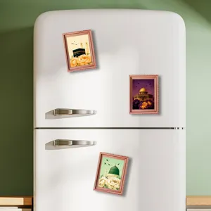 Middle Eastern style architectural fridge magnets, wooden magnetic photo frames for home decor.
