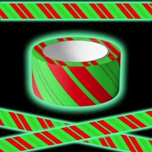 Weihnachten leuchtendes Warnband, rot und grün gestreiftes fluoreszierendes Klebeband für Dekoration.
