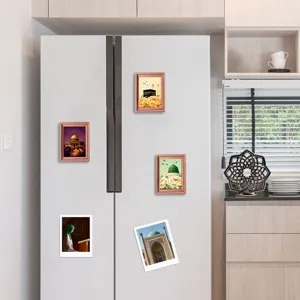 Middle Eastern style architectural wooden magnetic photo frame fridge magnets decor for home