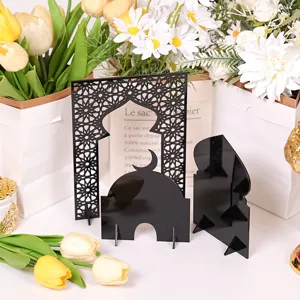 Black acrylic Islamic mosque table decor Ramadan Eid Mubarak tabletop ornaments.