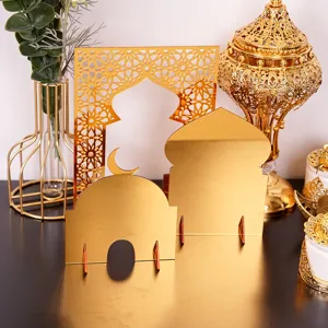 Gold acrylic Middle Eastern style mosque desktop ornament detail shot for home decor.