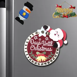 Set de imanes de nevera de madera de cuenta atrás de Navidad con lindo diseño de Papá Noel.