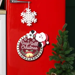 Imán de nevera de madera para cuenta atrás navideña con bonito diseño de Papá Noel.