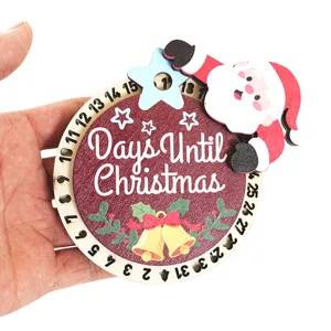 Calendario de cuenta atrás de Navidad de madera imán de nevera detalle con números.