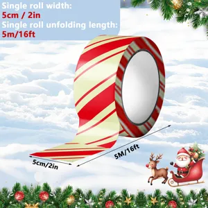 Weihnachts-Zuckerstangen-Muster Warnband Rolle, 5cm Breite und 5m Länge für feiertagliche Dekoration.