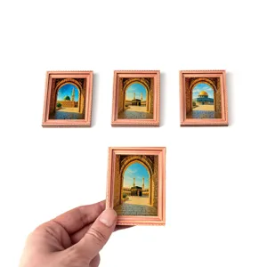 Middle Eastern architecture fridge magnets wooden photo frame Islamic landscape home decor magnets