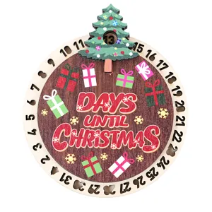 Calendario de Adviento Navidad en Madera Imán Nevera Árbol Decoración Fiesta Regalo