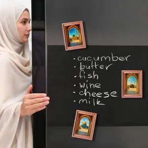 Middle Eastern style architectural wooden photo frame fridge magnets, decorative home memo magnets.
