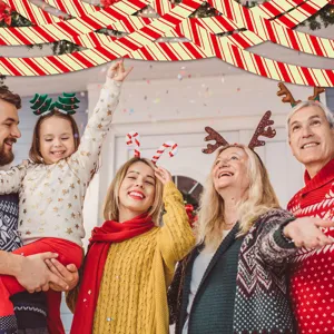 Weihnachtliche dekorative Warnband festlich rot weiß gestreift Party Szenen Requisiten
