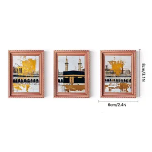 Middle Eastern style Kaaba Islamic architecture photo frame fridge magnet for home decor use.