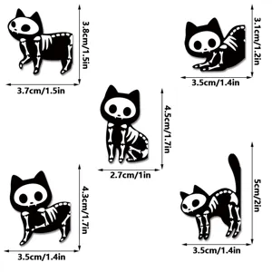 Black and white skeleton cat magnetic bookmarks cute funny page clips for reading lovers and kids.
