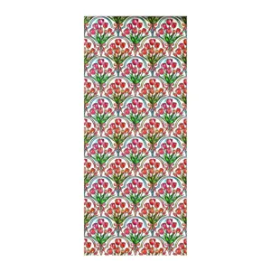 Stained glass tulip static window film 3D embossed decorative sticker for home window glass.