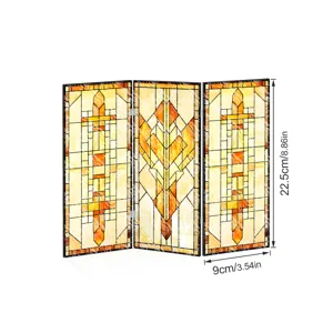 Mini paravent pliant en acrylique translucide pour décoration de bureau motif bégonia.