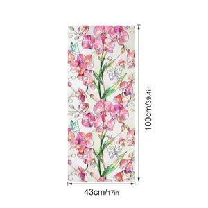 Detailed view of 3D embossed orchid window film with dimension guide, home decor sticker.
