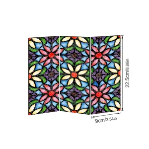 Mini Paravent Pliant en Acrylique Motif Verre Teinté Ornement de Bureau Décoratif