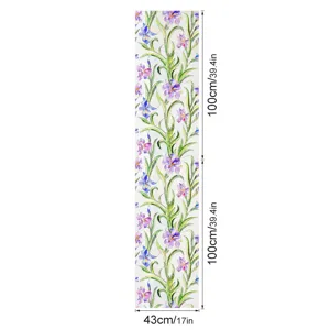 3D embossed window glass film static sticker with elegant purple floral pattern for home decor.