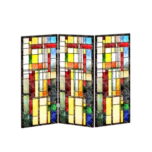 Vue détaillée du mini paravent pliante en acrylique translucide pour décoration de bureau design.